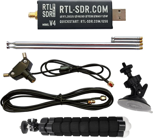 RTL-SDR Blog V4 R828D RTL2832U 1PPM TCXO SMA Software Defined Radio with Dipole Antenna Kit